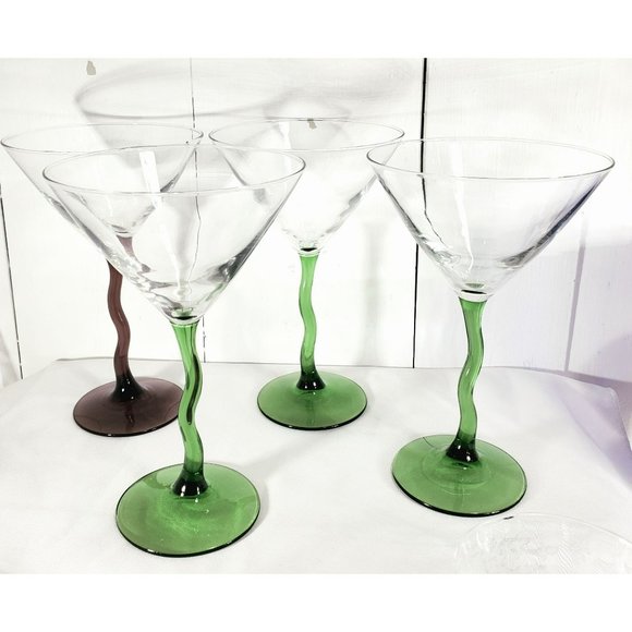 Libbey Dining 4 Libbey Courbe Martini Z Stem Glasses Twisted